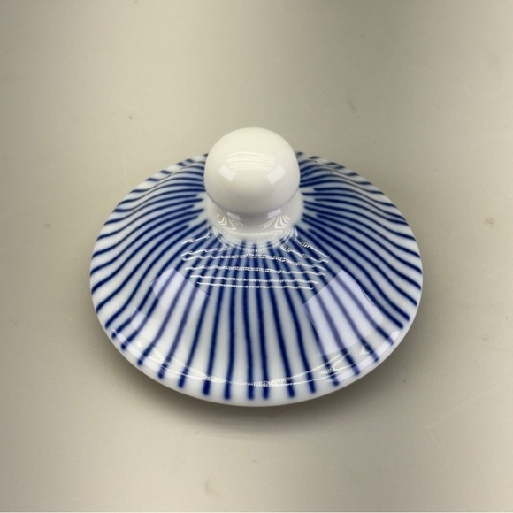 Fitz and Floyd Les Bands Blue and White Striped Sugar Creamer Set - Picture 12 of 15